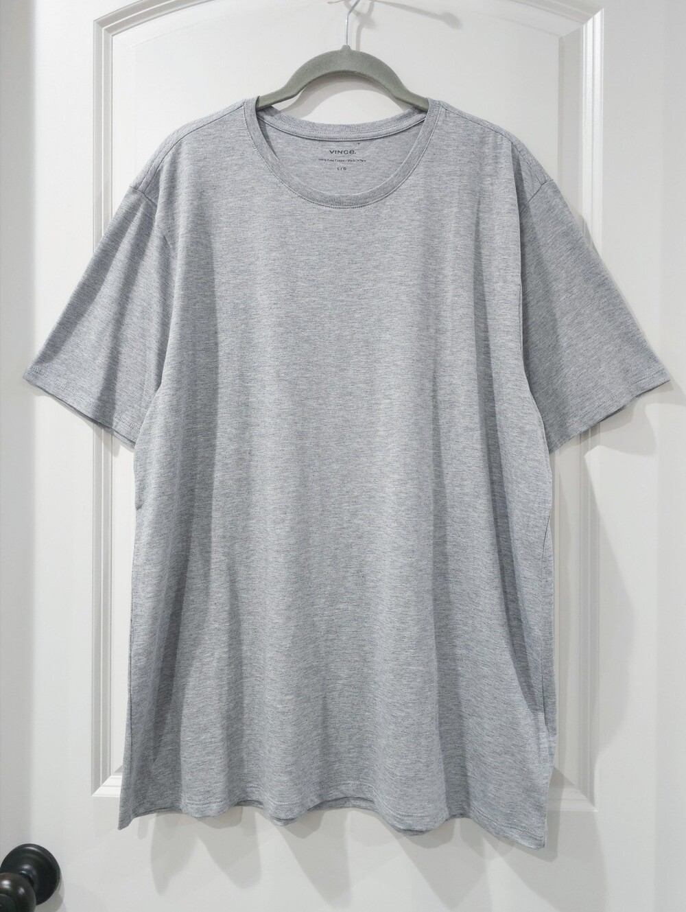 Vince Light Gray 100% Pima Cotton Crew Neck Short Sleeve Elavated Basic Tee, L